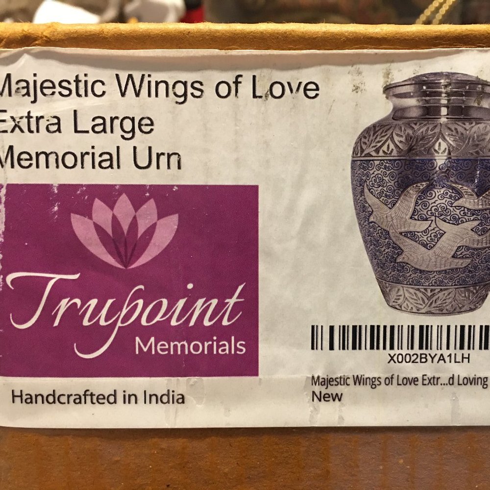 New in Box Extra large Memorial Urn